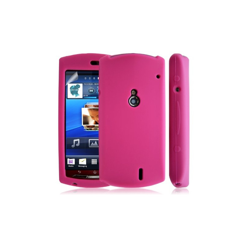 Housse coque étui en silicone pour Sony Ericsson Xperia Kyno couleur rose fuschia + film protecteur