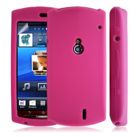 Housse coque étui en silicone pour Sony Ericsson Xperia Kyno couleur rose fuschia + film protecteur