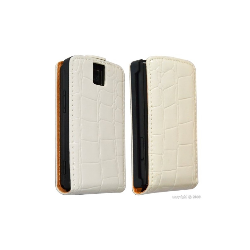 housse étui coque style crocodile blanc pour Nokia X3