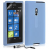 Housse étui coque en silicone pour Nokia Lumia 800 couleur bleu transparent + Mini Stylet + film