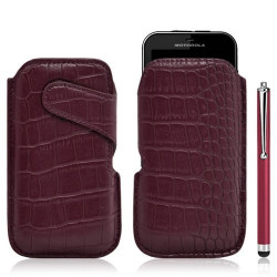 Housse coque étui pochette style croco pour Motorola Defy + Stylet