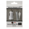 Chargeur voiture allume cigare USB + Cable data couleur blanc pour Sony Xperia S