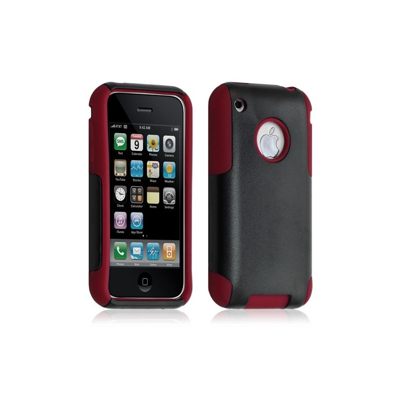 Housse étui coque pour Apple Iphone 3G/3GS couleur rouge + Film de protection