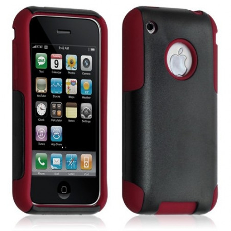 Housse étui coque pour Apple Iphone 3G/3GS couleur rouge + Film de protection