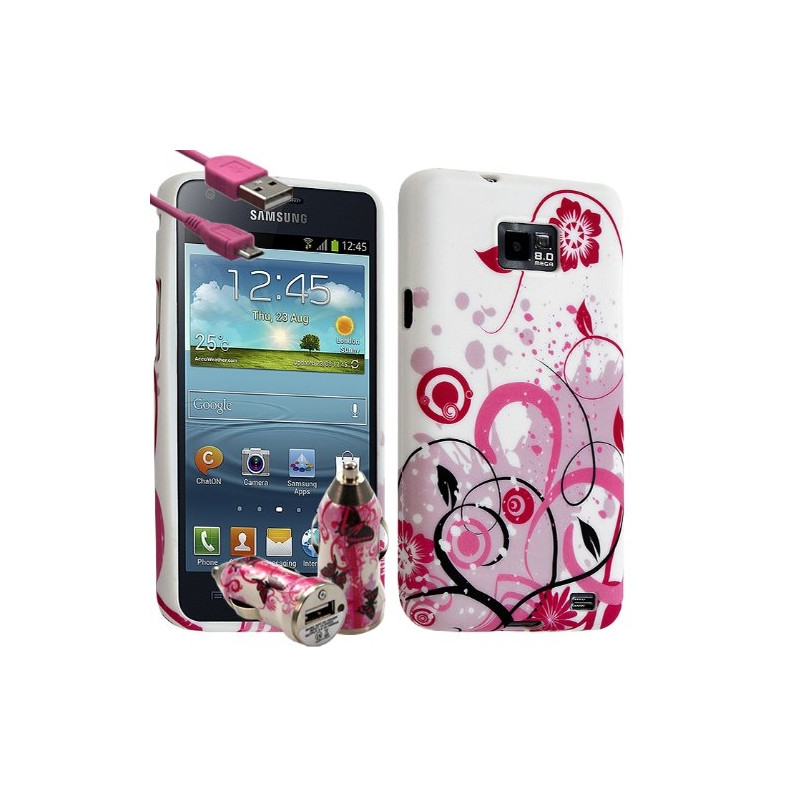 Housse Coque pour Samsung Galaxy S2 Motif HF30 + Chargeur auto