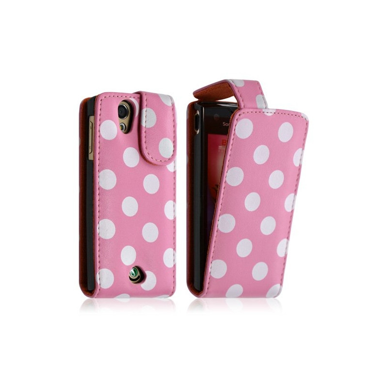 Housse étui coque pour Sony Ericsson Xperia Ray motif points couleur rose pale + film écran