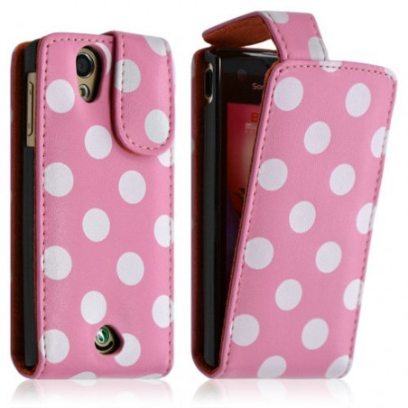 Housse étui coque pour Sony Ericsson Xperia Ray motif points couleur rose pale + film écran