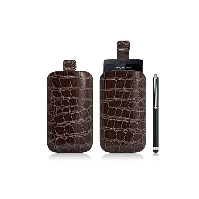 Housse coque étui pochette style croco pour Sony Ericsson Xperia x12 Arc + Stylet