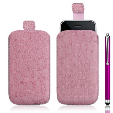 Housse coque étui pochette style croco pour Apple Iphone 3G/3GS + Stylet