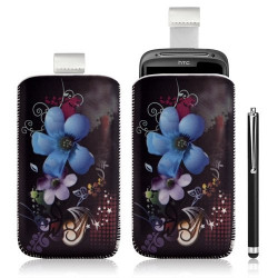 Housse coque étui pochette pour HTC Sensation avec motif + Stylet luxe