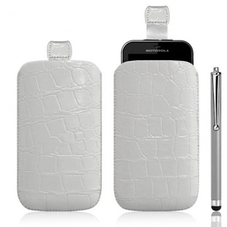 Housse coque étui pochette style croco pour Motorola Defy + Stylet