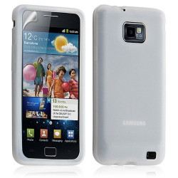 Housse étui coque en silicone pour Samsung Galaxy S2 couleur blanc translucide