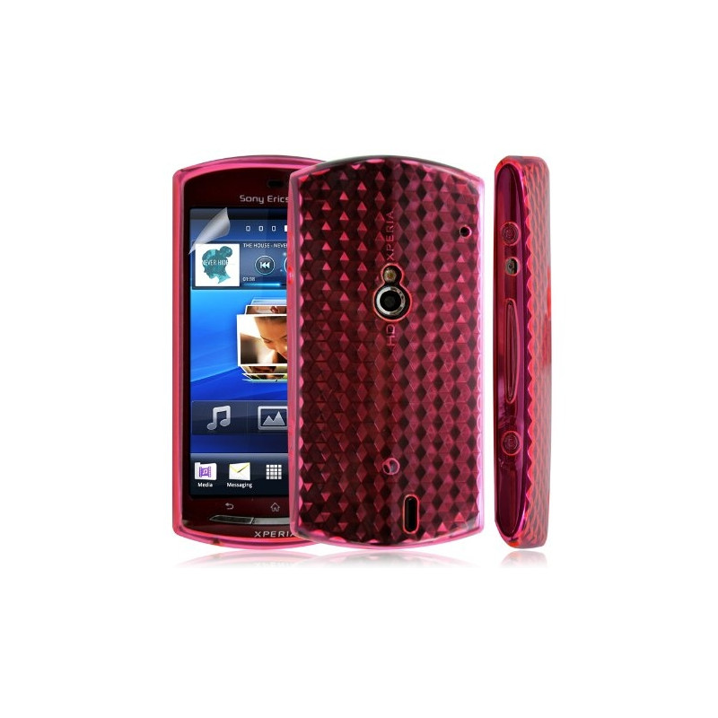 housse étui coque en gel transparent pour Sony Ericsson Xperia kyno couleur rose + Film de protection