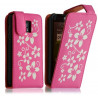 Housse coque etui pour LG Optimus 2X motif fleurs couleur fushia + film protecteur