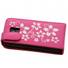 Housse coque etui pour LG Optimus 2X motif fleurs couleur fushia + film protecteur