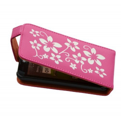 Housse coque etui pour LG Optimus 2X motif fleurs couleur fushia + film protecteur