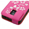 Housse coque etui pour LG Optimus 2X motif fleurs couleur fushia + film protecteur