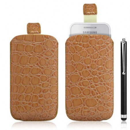 Housse coque étui pochette style croco pour Samsung Wave 575 S5750 + Stylet