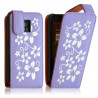 Housse coque etui pour LG Optimus 2X motif fleurs couleur violet + film protecteur