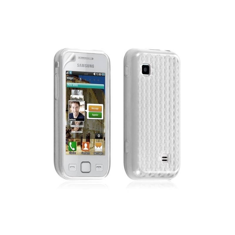 Housse étui coque gel damiant Samsung Wave 575 S5750 couleur blanc