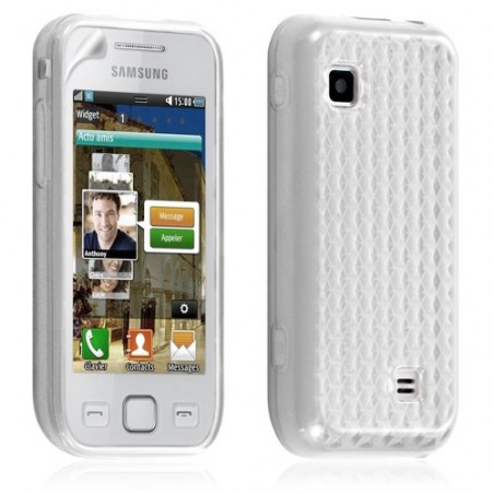 Housse étui coque gel damiant Samsung Wave 575 S5750 couleur blanc