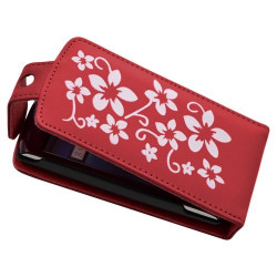 Housse étui coque pour Sony Ericsson Xperia Kyno motif fleurs couleur rouge + stylet luxe + film écran