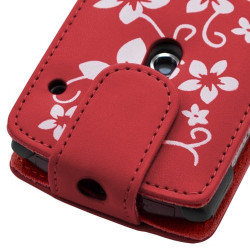 Housse étui coque pour Sony Ericsson Xperia Kyno motif fleurs couleur rouge + stylet luxe + film écran