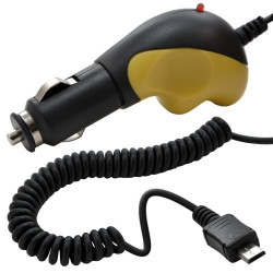 Chargeur voiture allume cigare micro USB filaire couleur jaune pour Motorola : Atrix / Aura / BACKFLIP / Defy / Dext / Fire / Gl