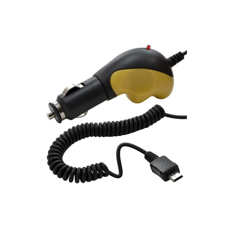 Chargeur voiture allume cigare micro USB filaire couleur jaune pour Motorola : Atrix / Aura / BACKFLIP / Defy / Dext / Fire / Gl