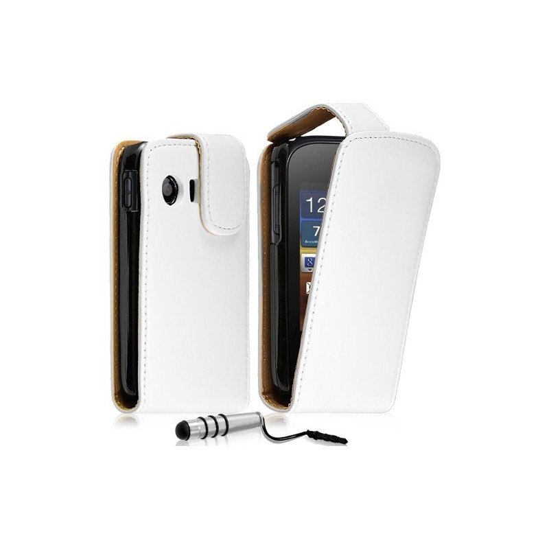 Housse coque étui fond antidérapant pour Samsung Galaxy Y S5360 couleur blanc + mini stylet