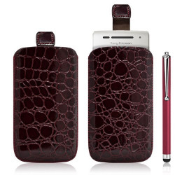 Housse coque étui pochette style croco pour Sony Ericsson Xperia x8 + Stylet