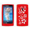 housse étui coque silicone rouge motif fleurs pour sony ericsson Xperia X10