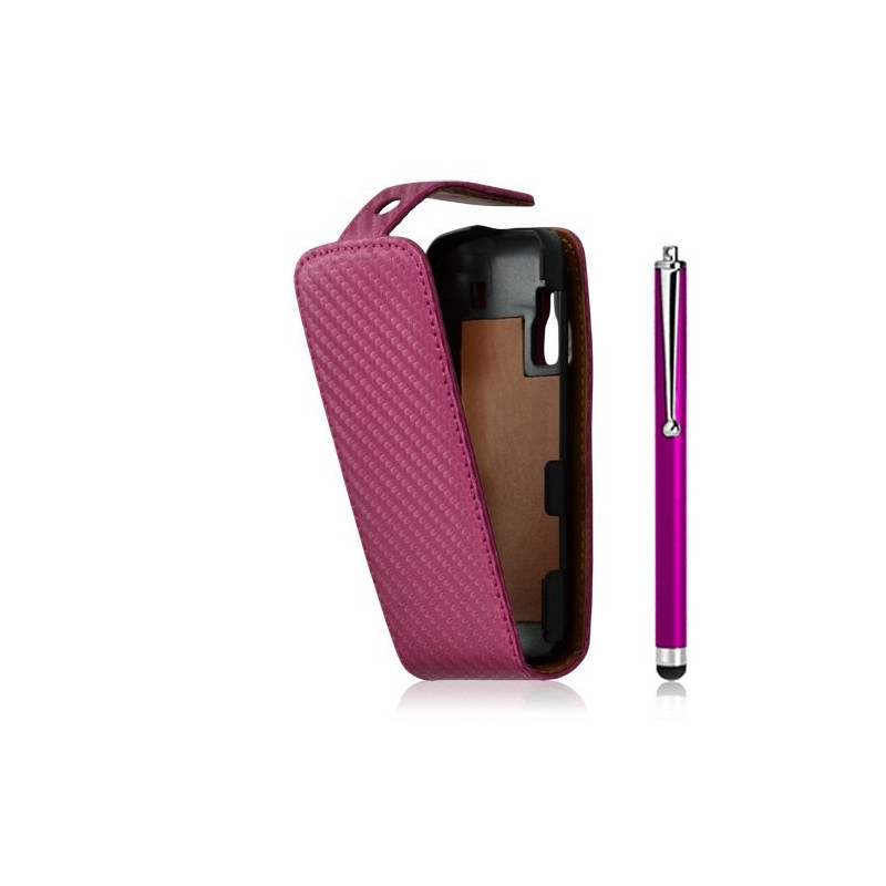 housse etui pour nokia C6-00 motif gaufré couleur rose fushia + Stylet luxe + film protecteur ecran