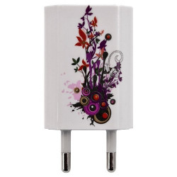 Mini Chargeur 3en1 Auto et Secteur USB avec câble data avec motif HF12 pour Sony : Xperia J / Xperia P / Xperia S / Xperia T / 