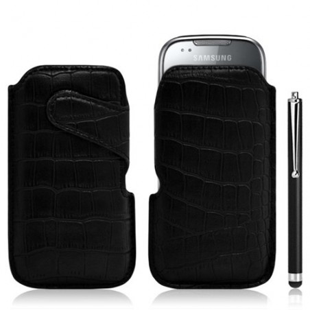 Housse coque étui pochette style croco pour Samsung Galaxy Naos i5801 + Stylet