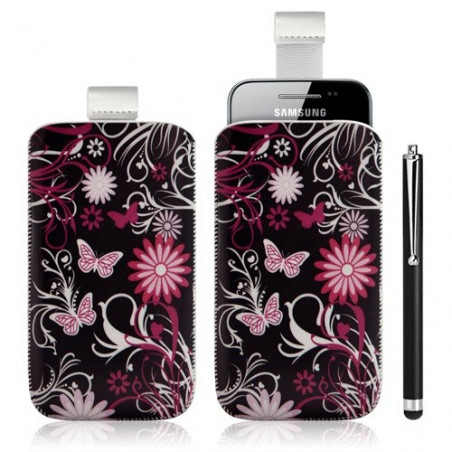 Housse coque étui pochette pour Samsung Galaxy Ace S5830 avec motif + Stylet luxe