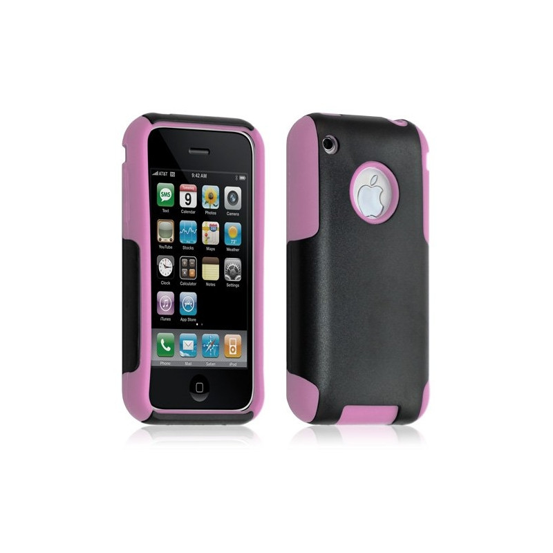 Housse étui coque pour Apple Iphone 3G/3GS couleur rose + Film de protection