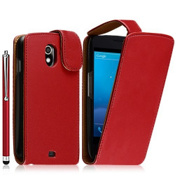 Housse coque étui pour Samsung Galaxy Nexus couleur rouge + stylet luxe + film protecteur