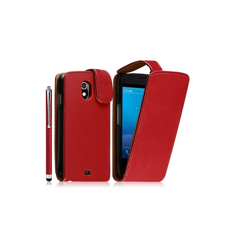 Housse coque étui pour Samsung Galaxy Nexus couleur rouge + stylet luxe + film protecteur