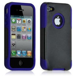 Housse étui coque pour Apple Iphone 4/4S couleur bleu + Film de protection