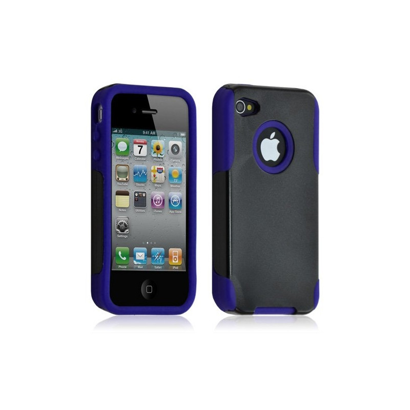 Housse étui coque pour Apple Iphone 4/4S couleur bleu + Film de protection