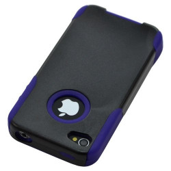 Housse étui coque pour Apple Iphone 4/4S couleur bleu + Film de protection