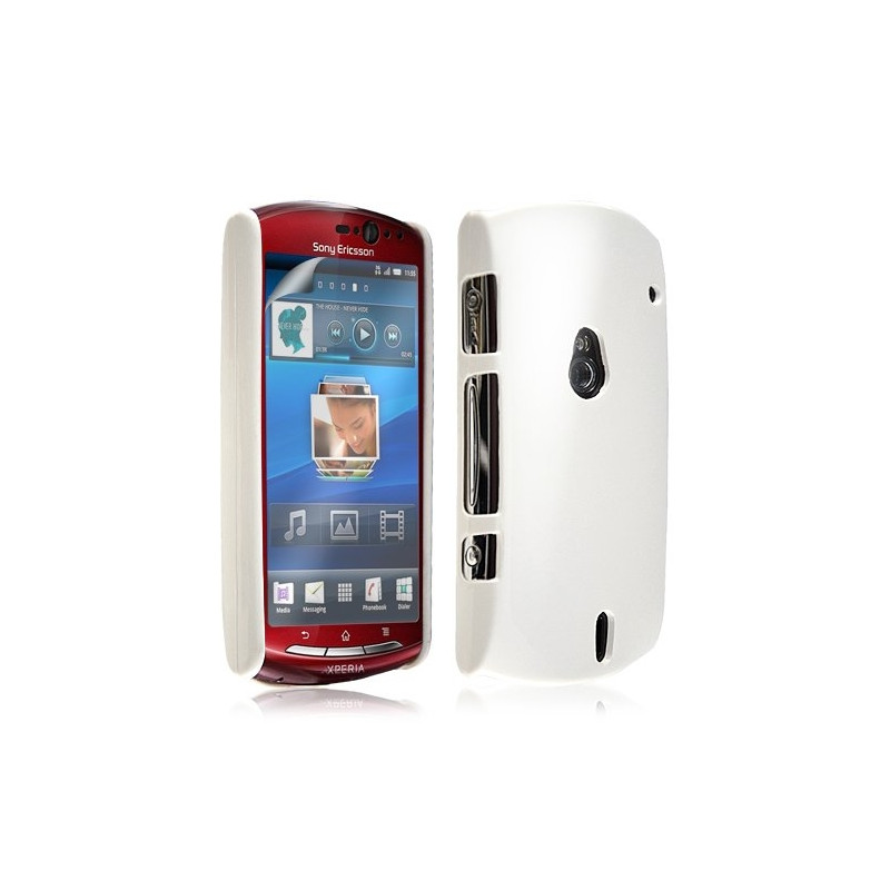 Housse Étui Coque Rigide Brillante Pour Sony Ericsson Xperia Kyno Couleur Blanc nacré + Film Écran