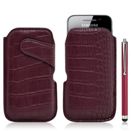 Housse coque étui pochette style croco pour Samsung Galaxy Ace S5830 + Stylet