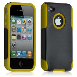Housse étui coque pour Apple Iphone 4/4S couleur jaune + Film de protection
