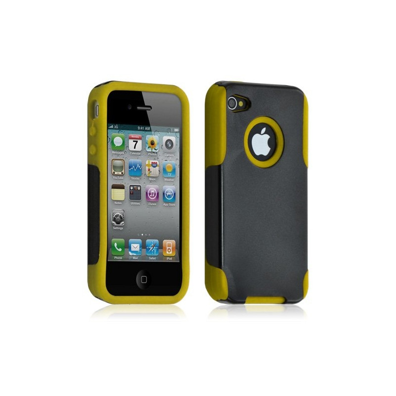Housse étui coque pour Apple Iphone 4/4S couleur jaune + Film de protection