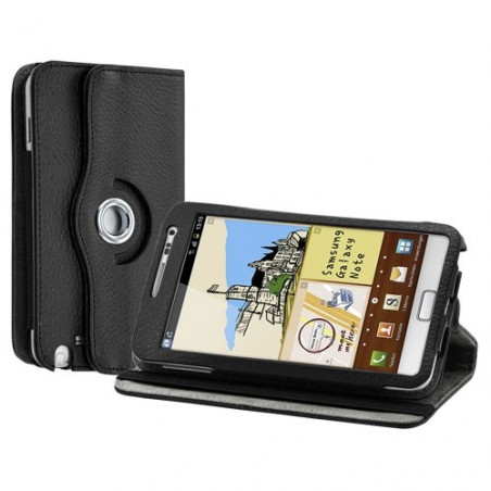 Housse coque étui pour Samsung Galaxy Note 2 de luxe avec sytème de rotation à 360 degrès couleur noir