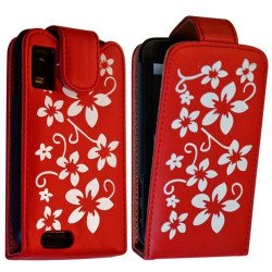 Housse coque étui fleur rouge pour Motorola Atrix + film protecteur