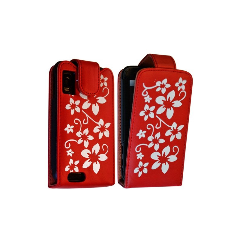 Housse coque étui fleur rouge pour Motorola Atrix + film protecteur