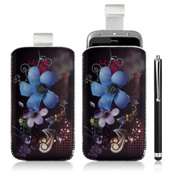 Housse coque étui pochette pour HTC Wildfire S avec motif + Stylet luxe